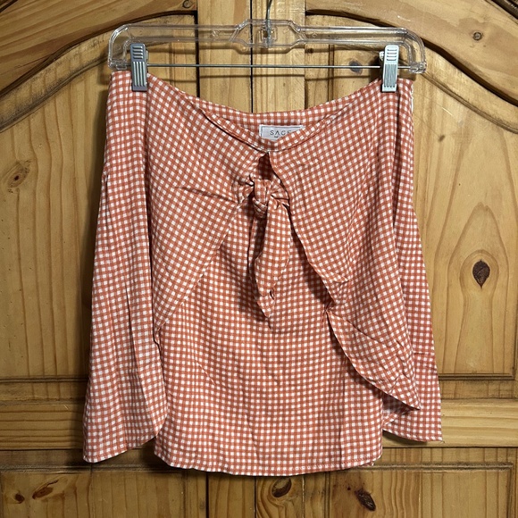 NWT Sage The label Wrap checked Skirt - Picture 1 of 6